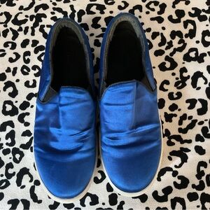 CELINE ROYAL BLUE SATIN💙 slip-on sneakers Italian size 37 US 6.5